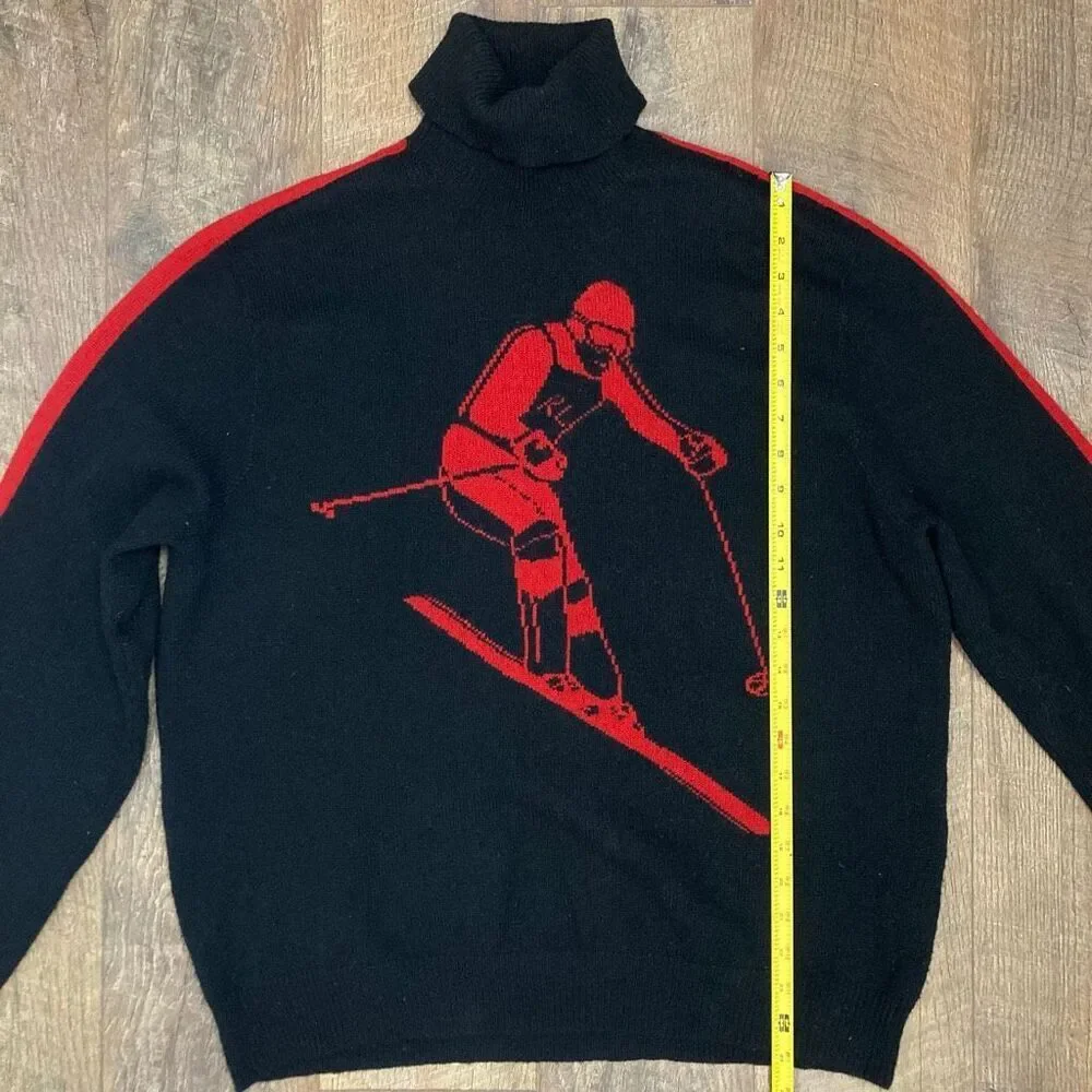 Vintage RARE Polo Ralph‎ Lauren Turtleneck Sweater 100% Lambswool Suicide Skier